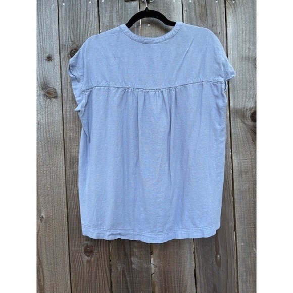 Splendid‎ Linen Blend Top Blue Ruffle Sleeve V Neck Casual Blouse Womens XL - Picture 2 of 4